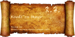 Kovács Hunor névjegykártya